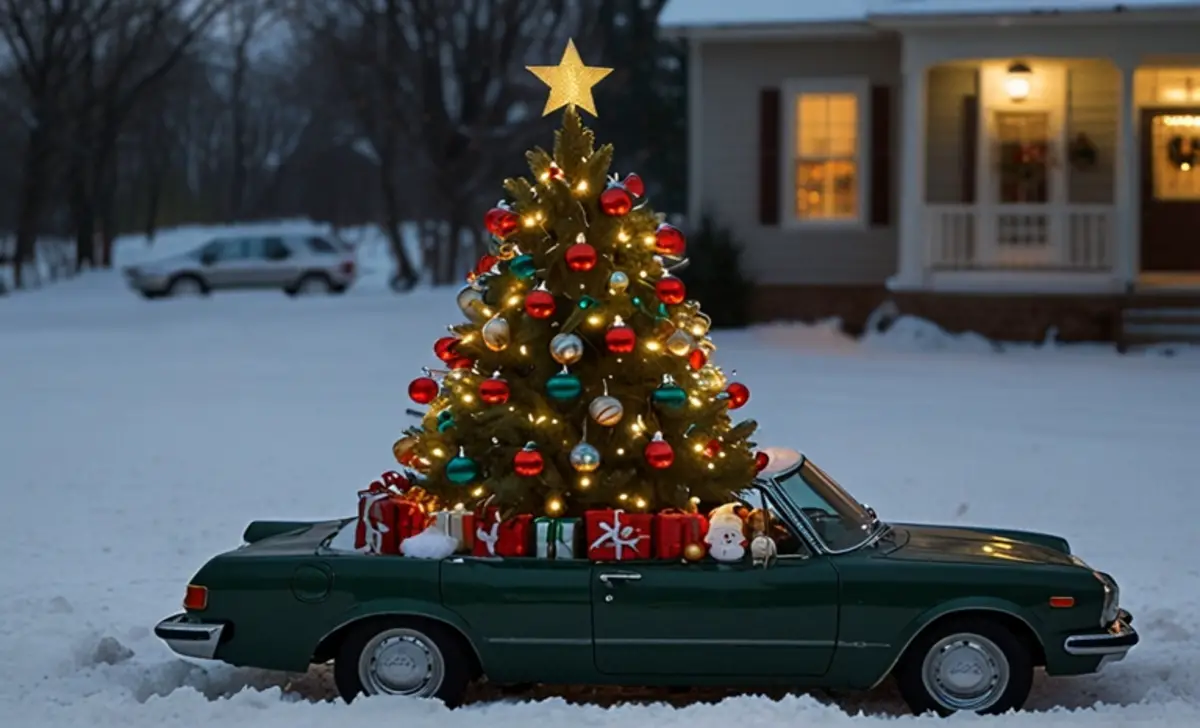 Car Roof Christmas Tree For A Festive Drive