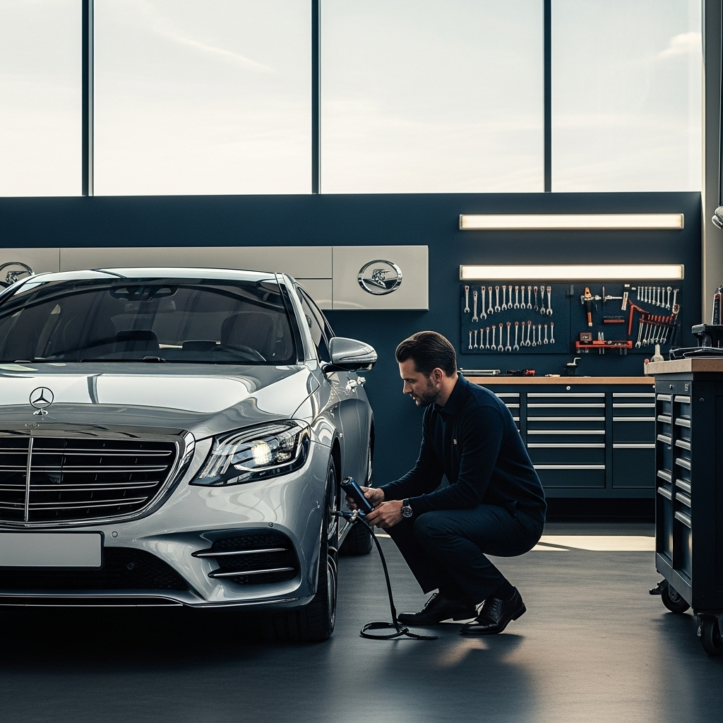 Generate an eye-catching, high-quality featured image prompt for a blog post about: Mercedes S-Class