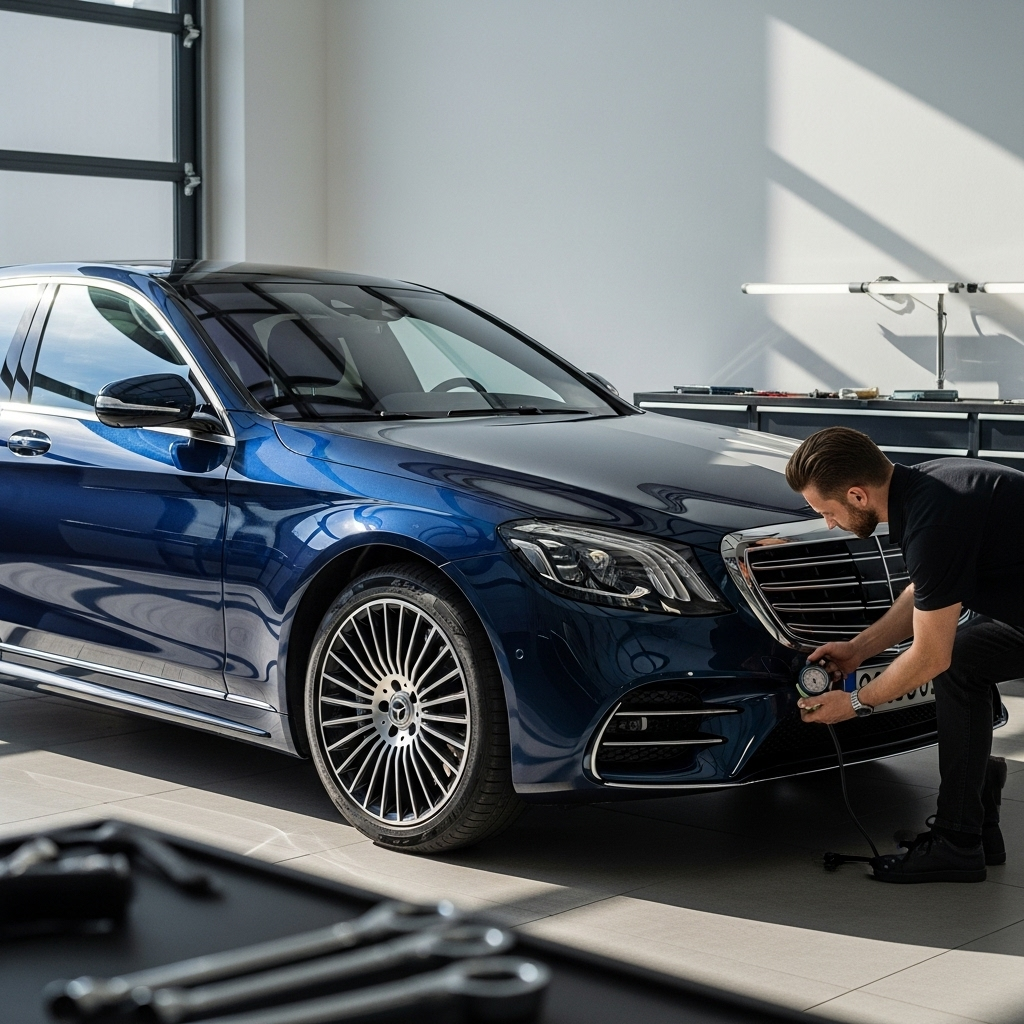 Generate an eye-catching, high-quality featured image prompt for a blog post about: Mercedes S-Class